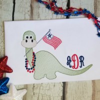 4th of July Dinosaur Machine Embroidery Design  - Sketch Stitch